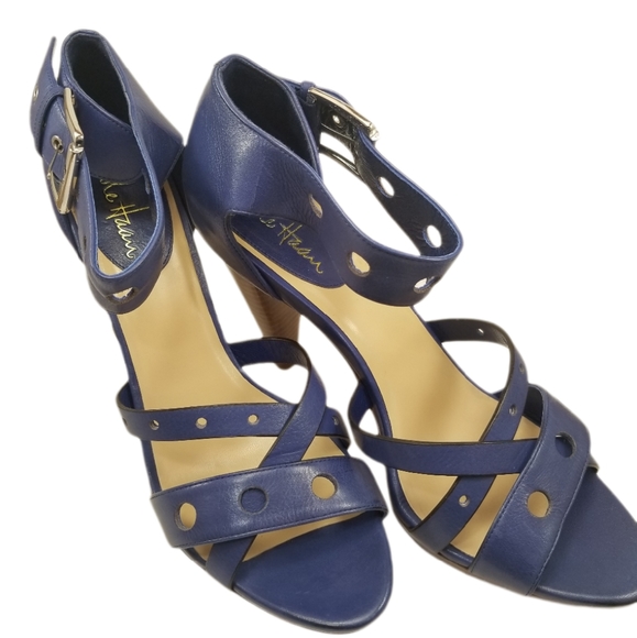 Sale 🔖 NEW Cole Haan Blue Whitney Heel Leather Sandal - Picture 6 of 11